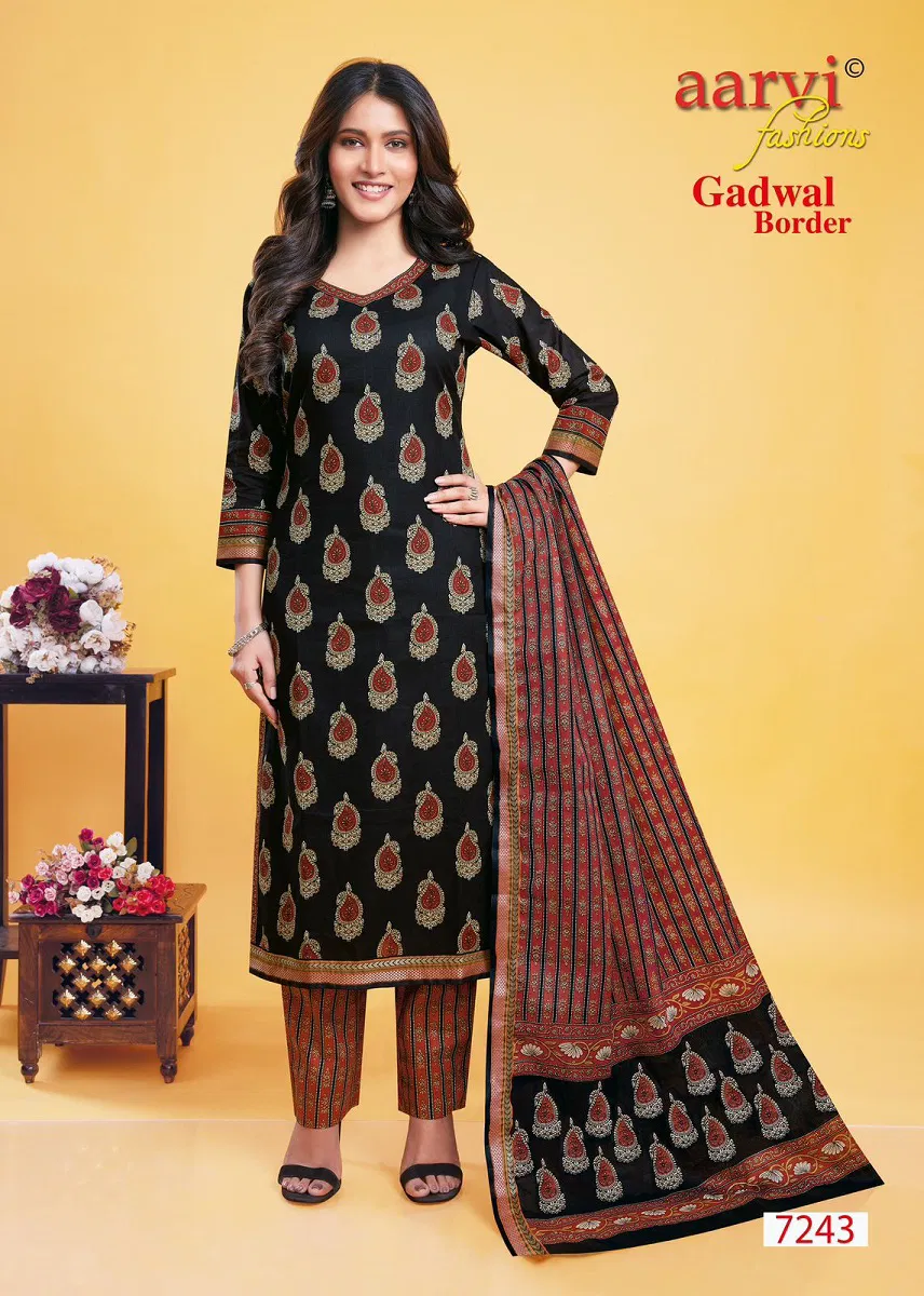 Aarvi Gadhwal Border Vol 9 Printed Cotton Readymade Dress Catalog
